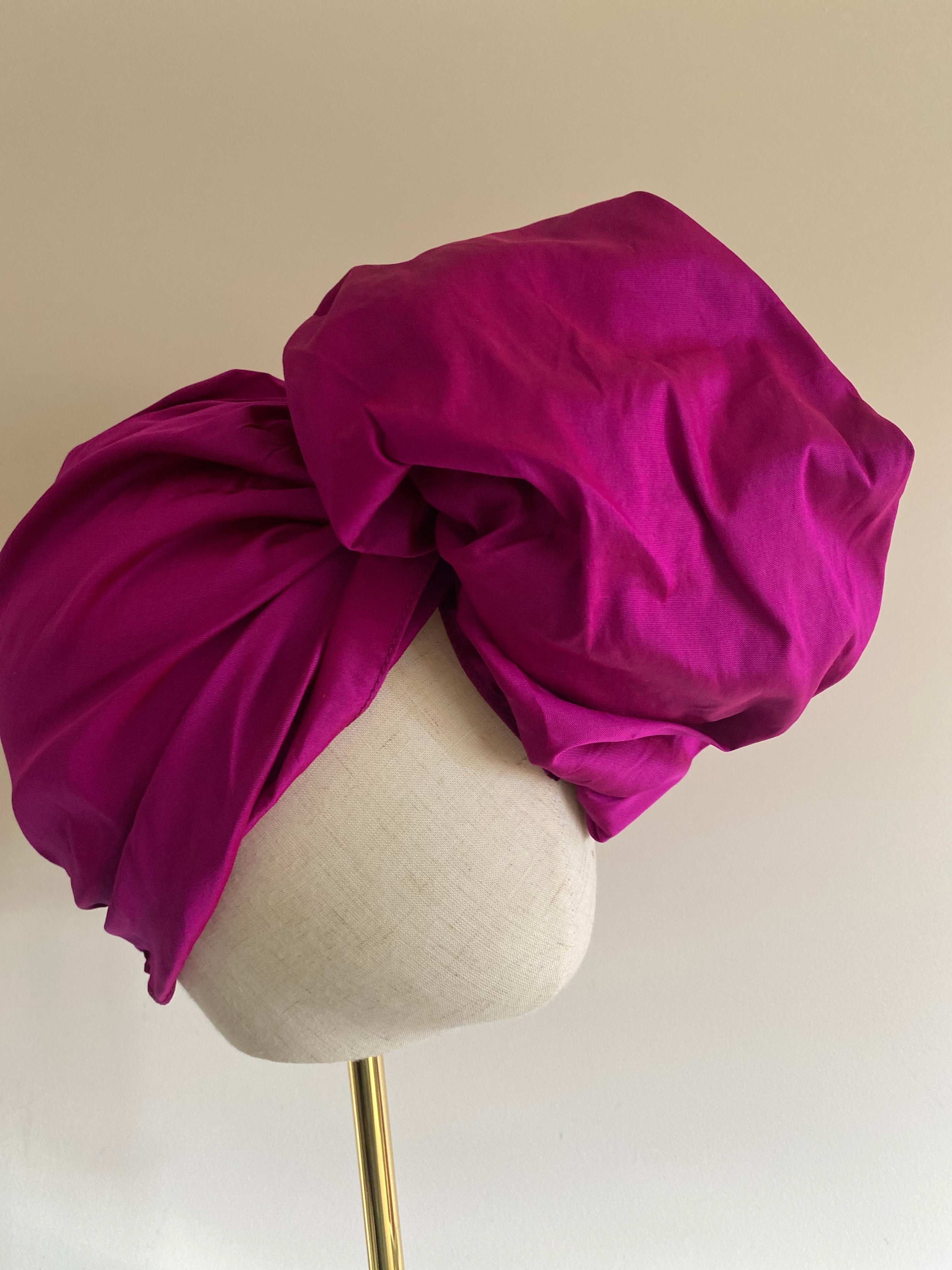 Hot Pink Taffeta Luxe Turban - MAKEDA