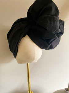 Black Taffeta Luxe Turban - MALIKA