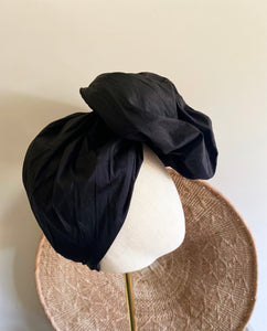 Black Taffeta Luxe Turban - MALIKA