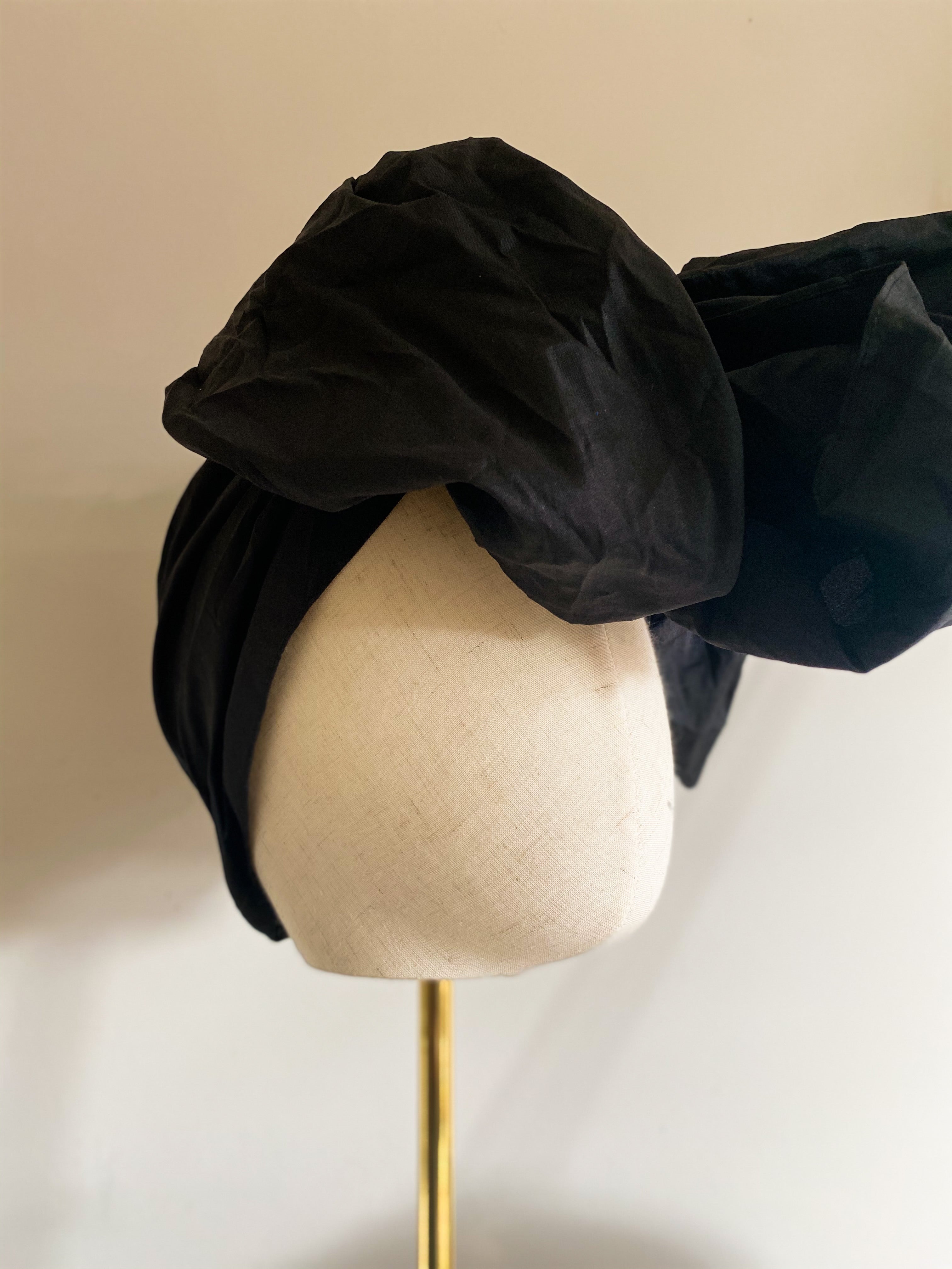 Black Taffeta Luxe Turban - MALIKA