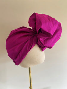 Hot Pink Taffeta Luxe Turban - MAKEDA