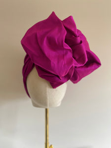 Hot Pink Taffeta Luxe Turban - MAKEDA