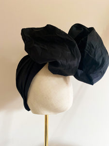 Black Taffeta Luxe Turban - MALIKA